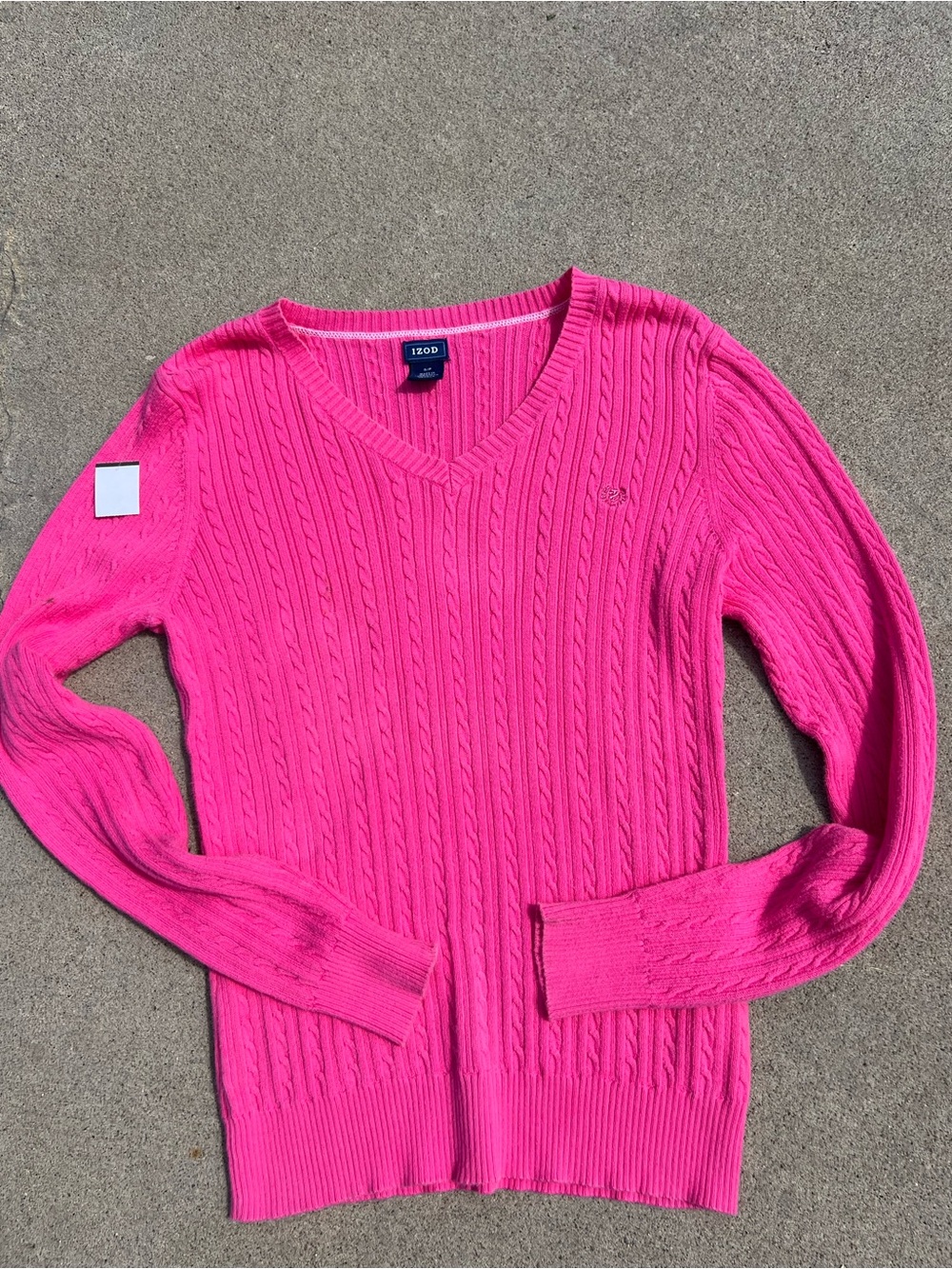 Izod Women's Hot Pink Cable V-Neck Sweater